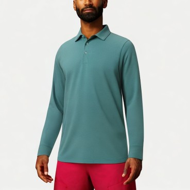 Men's Jersey Long Sleeve Polo Shirt