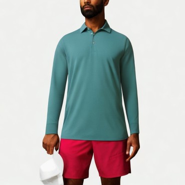 Men's Jersey Long Sleeve Polo Shirt