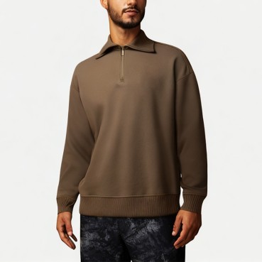 Men's Half-Zip Long-Sleeved POLO Shirt 