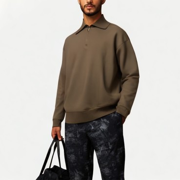 Men's Half-Zip Long-Sleeved POLO Shirt 
