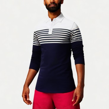 Men's Cotton Striped Polo Shirt