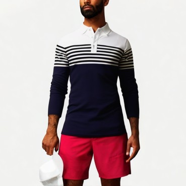 Men's Cotton Striped Polo Shirt