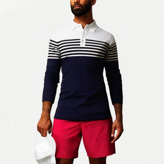 Men's Cotton Striped Polo Shirt