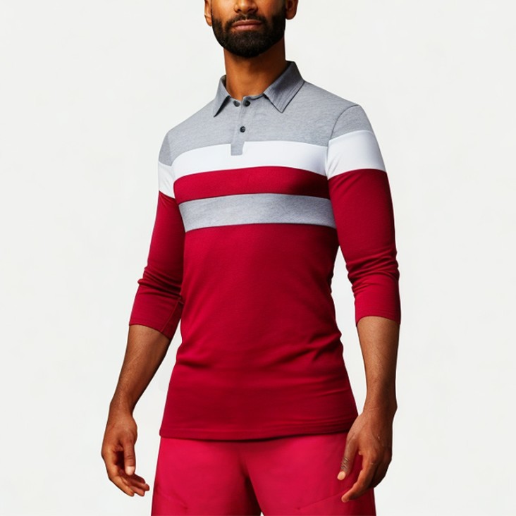 Men's Comfortable Contrast Stripe Polo Shirt