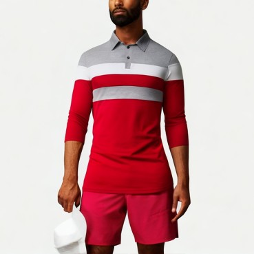 Men's Comfortable Contrast Stripe Polo Shirt