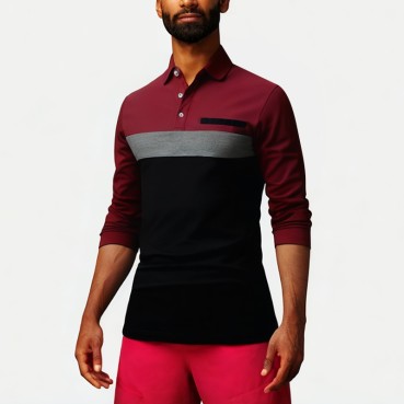 Casual Colorblock Men's Polo Shirt