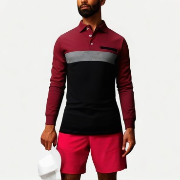 Casual Colorblock Men's Polo Shirt