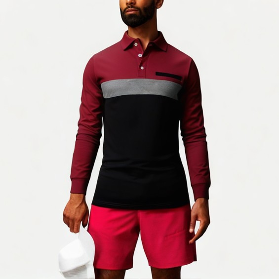 Casual Colorblock Men's Polo Shirt