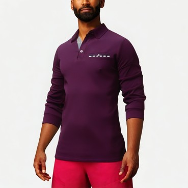 Plaid Collar Cotton Men's Polo Shirt