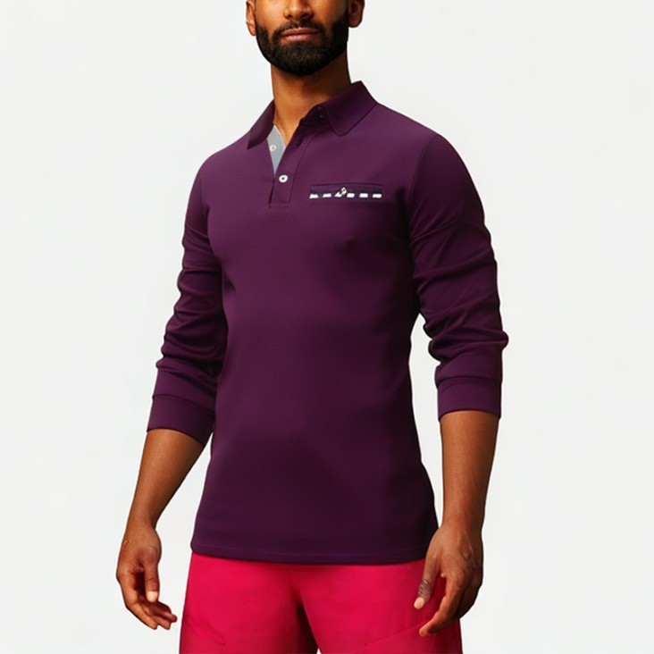 Plaid Collar Cotton Men's Polo Shirt