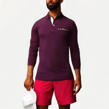 Plaid Collar Cotton Men's Polo Shirt