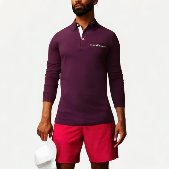 Plaid Collar Cotton Men's Polo Shirt