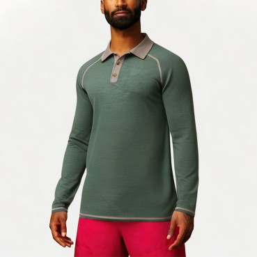 Casual Raglan Sleeve Men's Polo Shirt