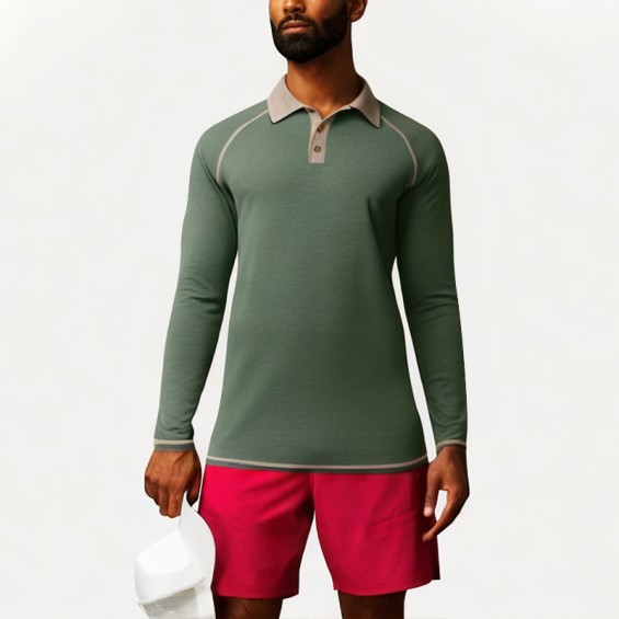 Casual Raglan Sleeve Men's Polo Shirt
