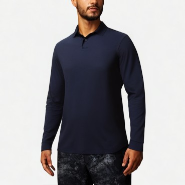 Men's 4-Way Stretch Long Sleeve Polo Shirt
