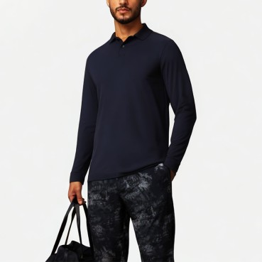 Men's 4-Way Stretch Long Sleeve Polo Shirt