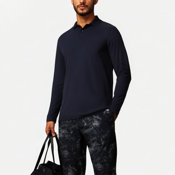 Men's 4-Way Stretch Long Sleeve Polo Shirt