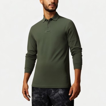 Men's Solid Color Breathable Business Polo Shirt