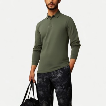 Men's Solid Color Breathable Business Polo Shirt