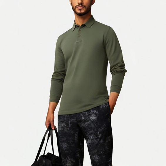 Men's Solid Color Breathable Business Polo Shirt