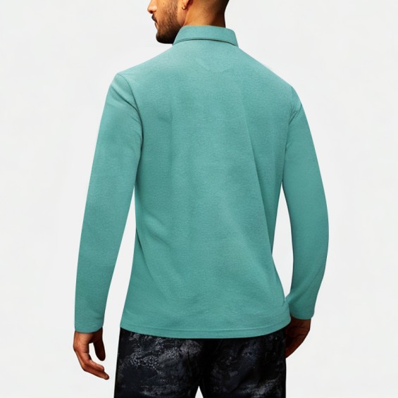 Men's Cotton Blend Long Sleeve Polo Shirt