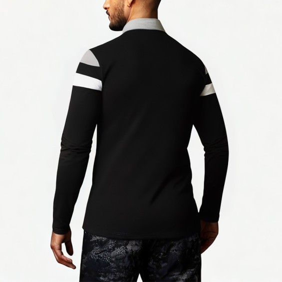 Men's Contrast Long Sleeve Polo Shirt
