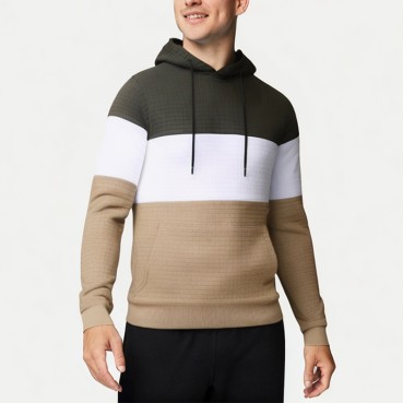 Men's Three-Color Hooded Sweatshirt
