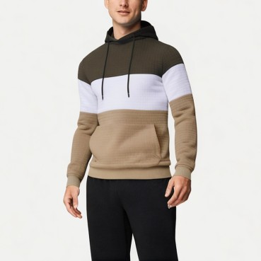 Men's Three-Color Hooded Sweatshirt