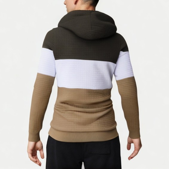 Men's Three-Color Hooded Sweatshirt