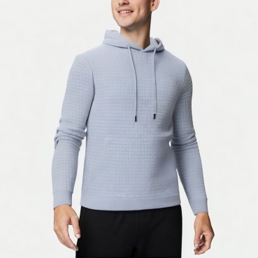 Men's Waffle Solid Color Hooded Sweatshirt