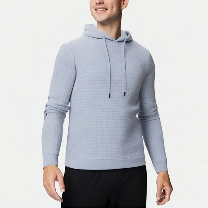 Men's Waffle Solid Color Hooded Sweatshirt