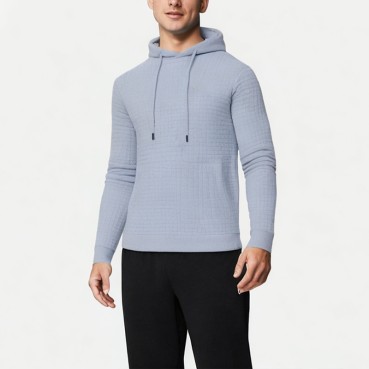Men's Waffle Solid Color Hooded Sweatshirt