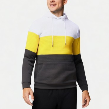 Men's Three-Color Waffle Hooded Sweatshirt