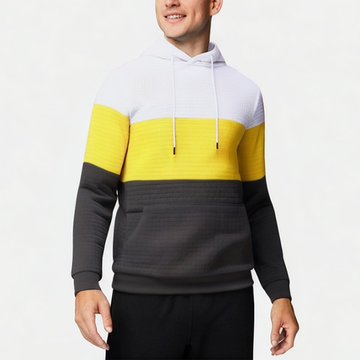 Men's Three-Color Waffle Hooded Sweatshirt
