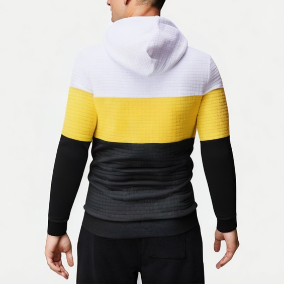 Men's Three-Color Waffle Hooded Sweatshirt
