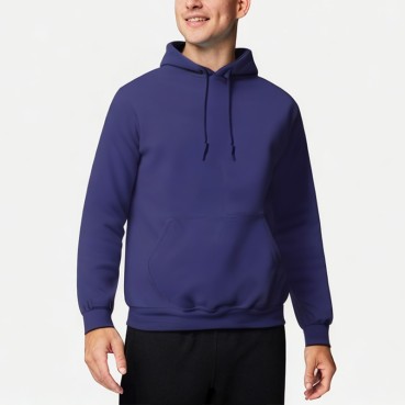 Men's Double Needle Seam Solid Color Hoodie