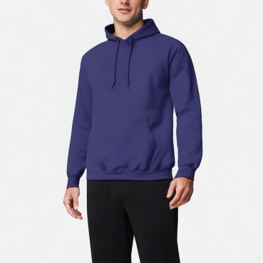 Men's Double Needle Seam Solid Color Hoodie