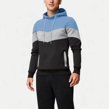 Men's Three-Color Stitching Hooded Sweatshirt