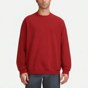 Men's Heavy Red Round Neck Sweatshirt