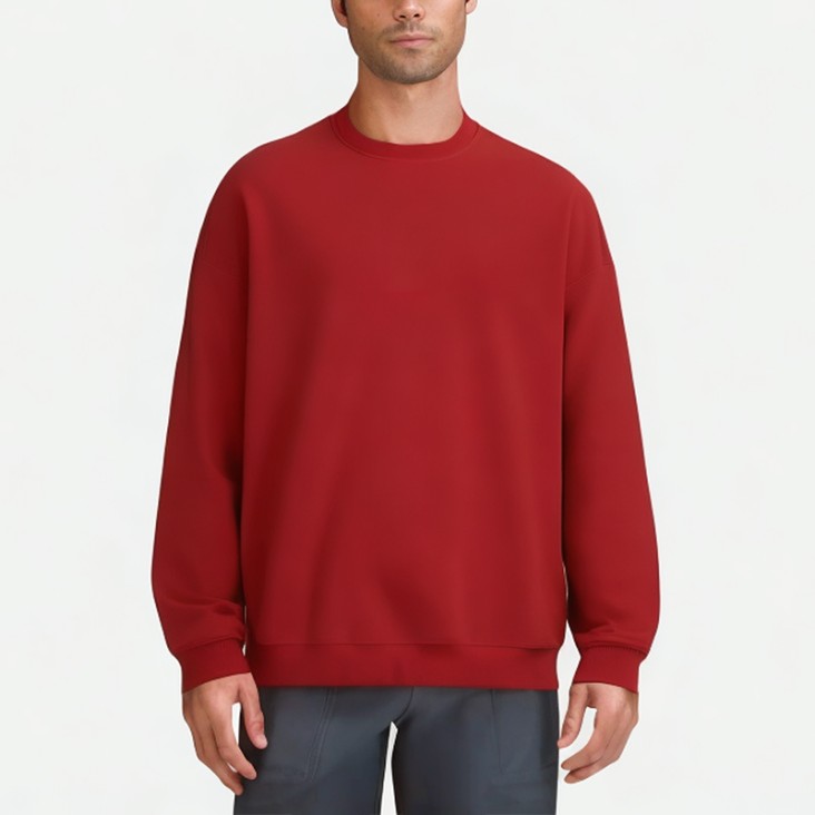 Men's Heavy Red Round Neck Sweatshirt
