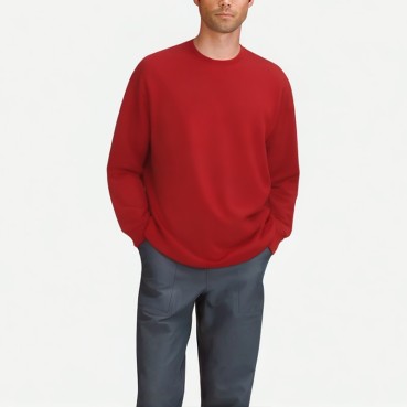 Men's Heavy Red Round Neck Sweatshirt