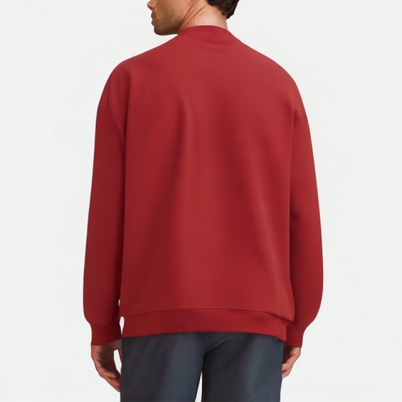 Men's Heavy Red Round Neck Sweatshirt