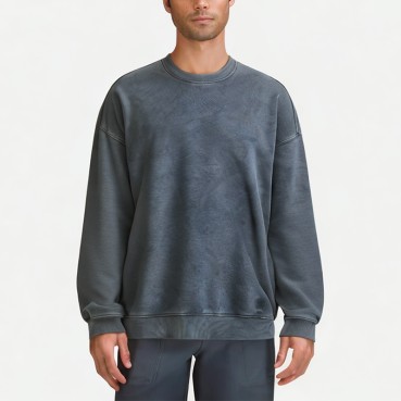 Men's Heavy Distressed Round Neck Sweatshirt