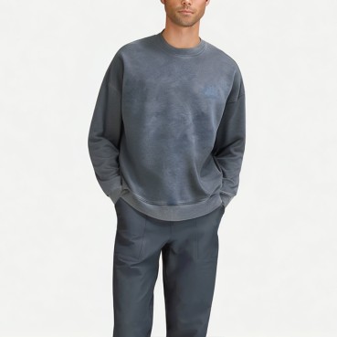 Men's Heavy Distressed Round Neck Sweatshirt