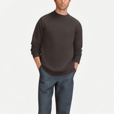 Men's Solid Color Warm Round Neck Sweatshirt
