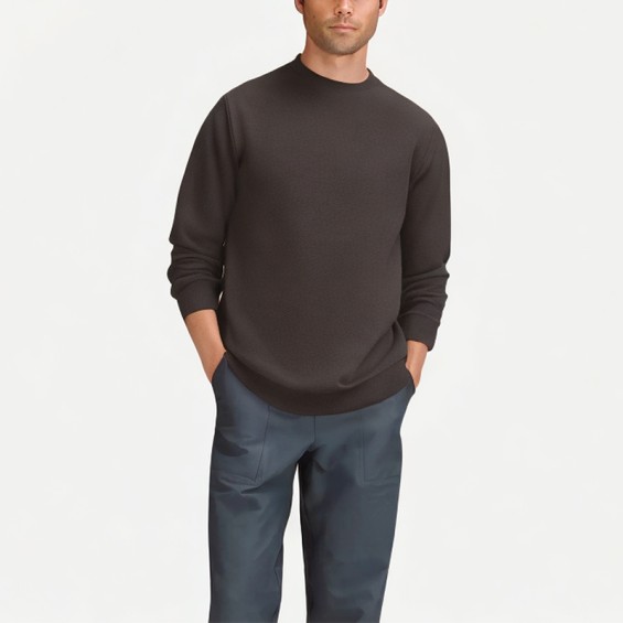 Men's Solid Color Warm Round Neck Sweatshirt