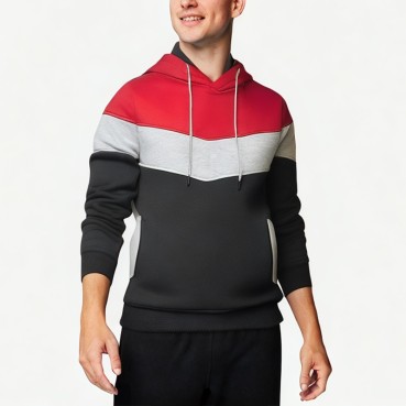 Men's Colorblock Hooded Long Sleeve Sweatshirt
