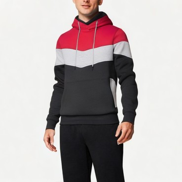 Men's Colorblock Hooded Long Sleeve Sweatshirt
