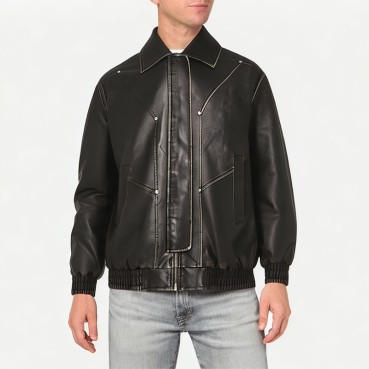 Men's Riveted PU Leather Motorcycle Jacket