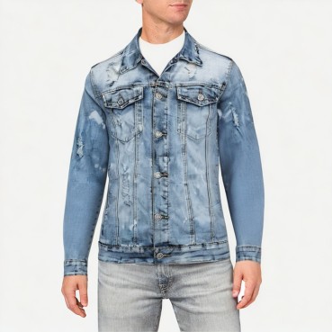 Men's High Quality Ripped Denim Jacket